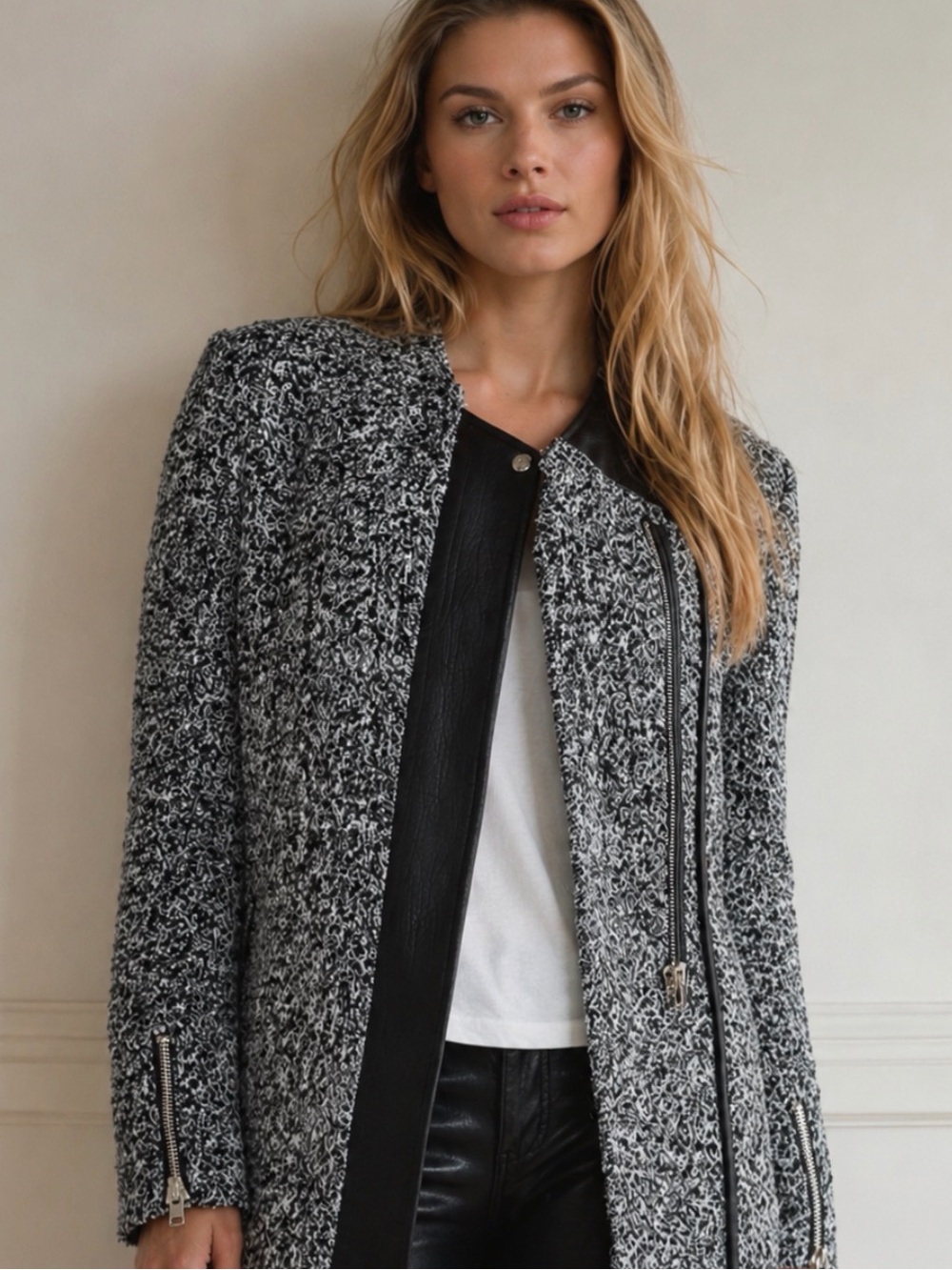 Revolve IRO Derby Wool Jacket in Grey Souris Size 38 (M)
